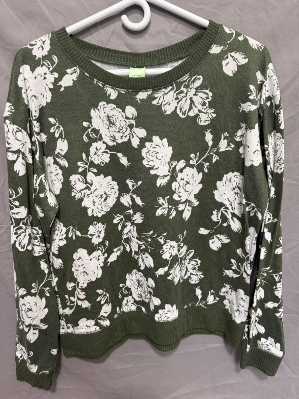 Honeydew Intimates Olive Green and White Floral Top